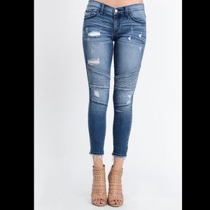 KanCan Moto distressed Skinny fray ankle jean S-26